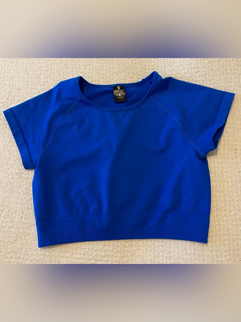 Gymreapers Women's Seamless Short Sleeve Crop Top Royal Blue Size L